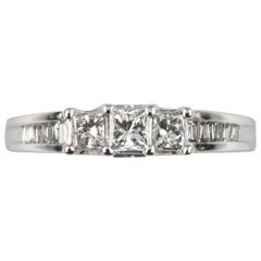 0.15 Carat Princess Cut Diamond Cathedral Engagement Ring