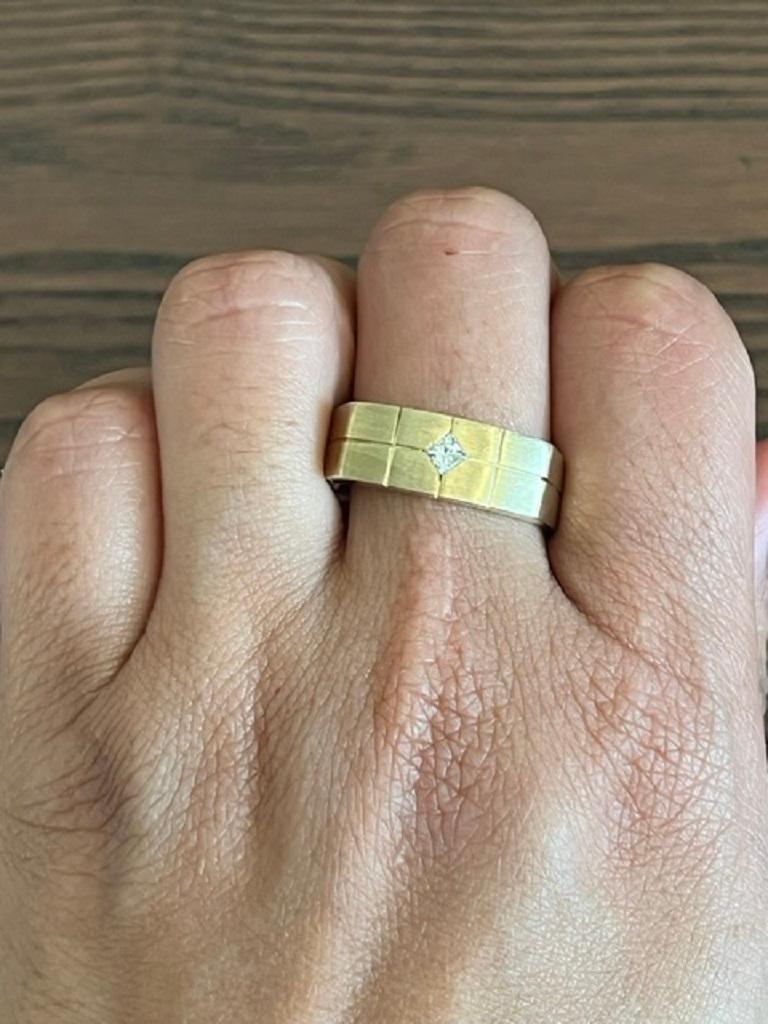 0.15 Carat Princess Cut Men's Wedding Band 14 Karat Yellow Gold In New Condition For Sale In Los Angeles, CA