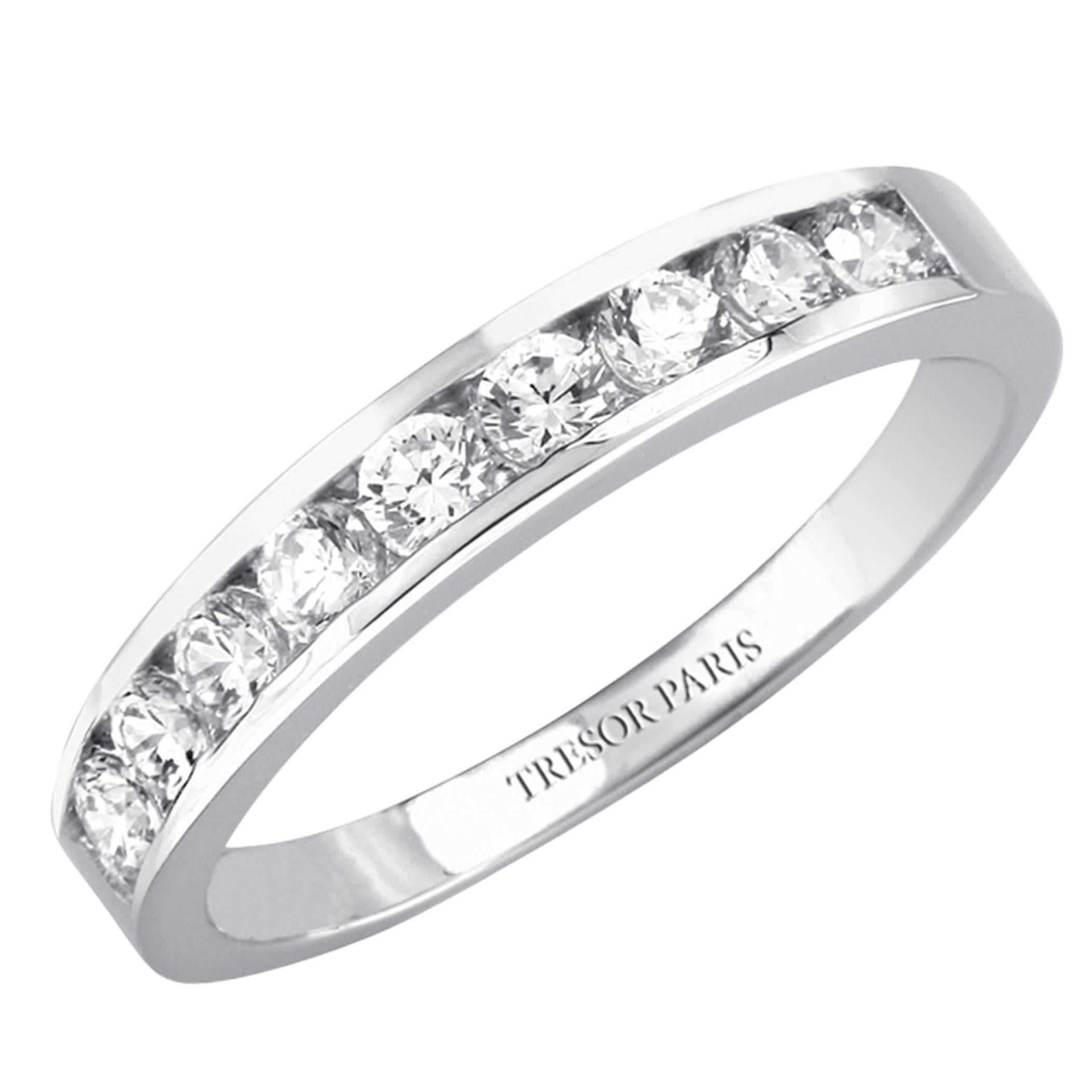 0.15 Carat Round Diamond Channel Set Half Eternity Band ring 18 Karat White Gold For Sale