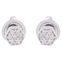 Clous d'oreilles en diamant hexagonal de 0,15 carat, pureté SI, couleur HI, or blanc 10 carats