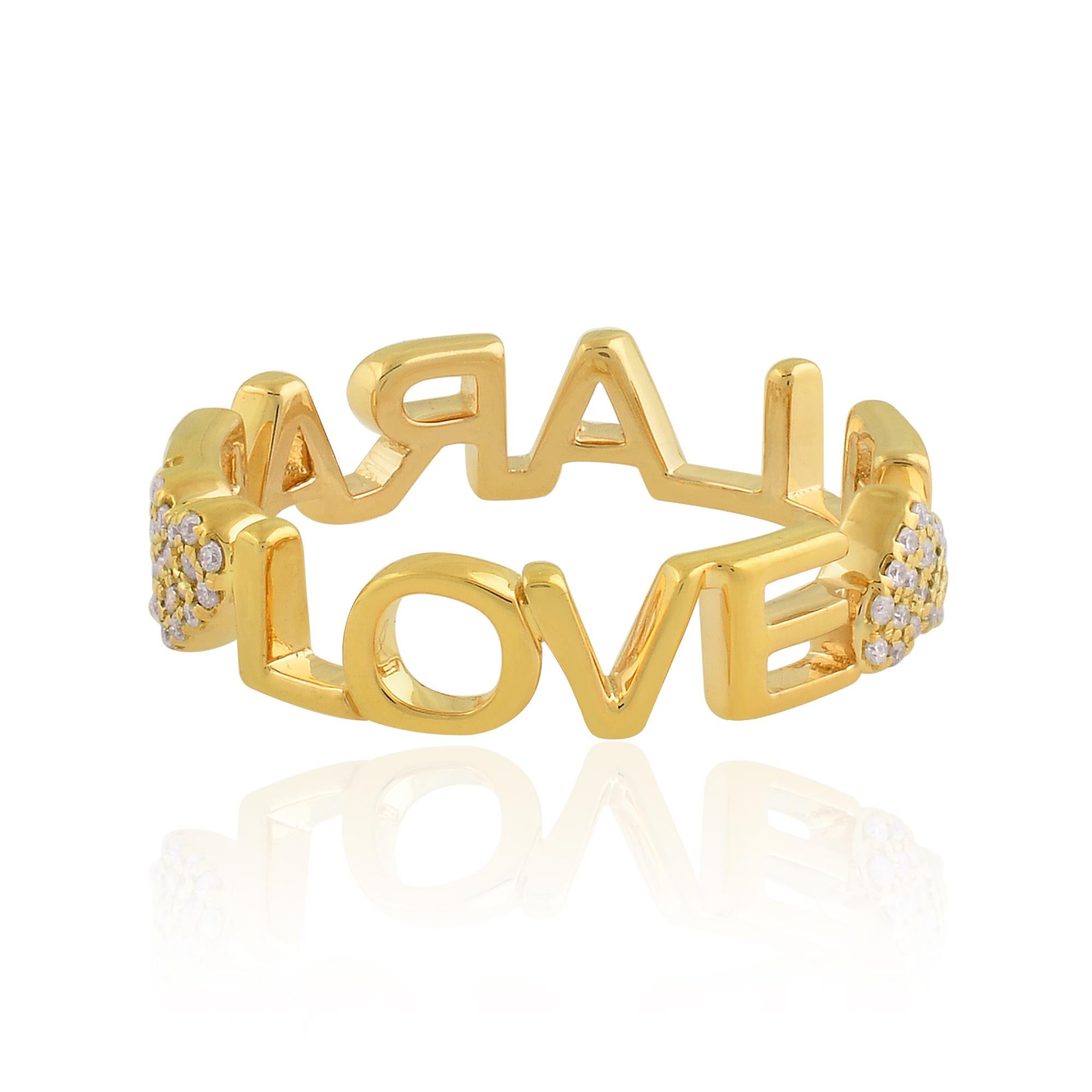 En vente :  0.15 Carat SI Clarity HI Color Diamond Pave Heart Love Ring 10k Yellow Gold 2