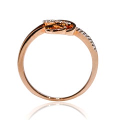 0.15 Carat Diamond 14 Karat Rose Gold Knot Ring Christmas Gift in Stock
