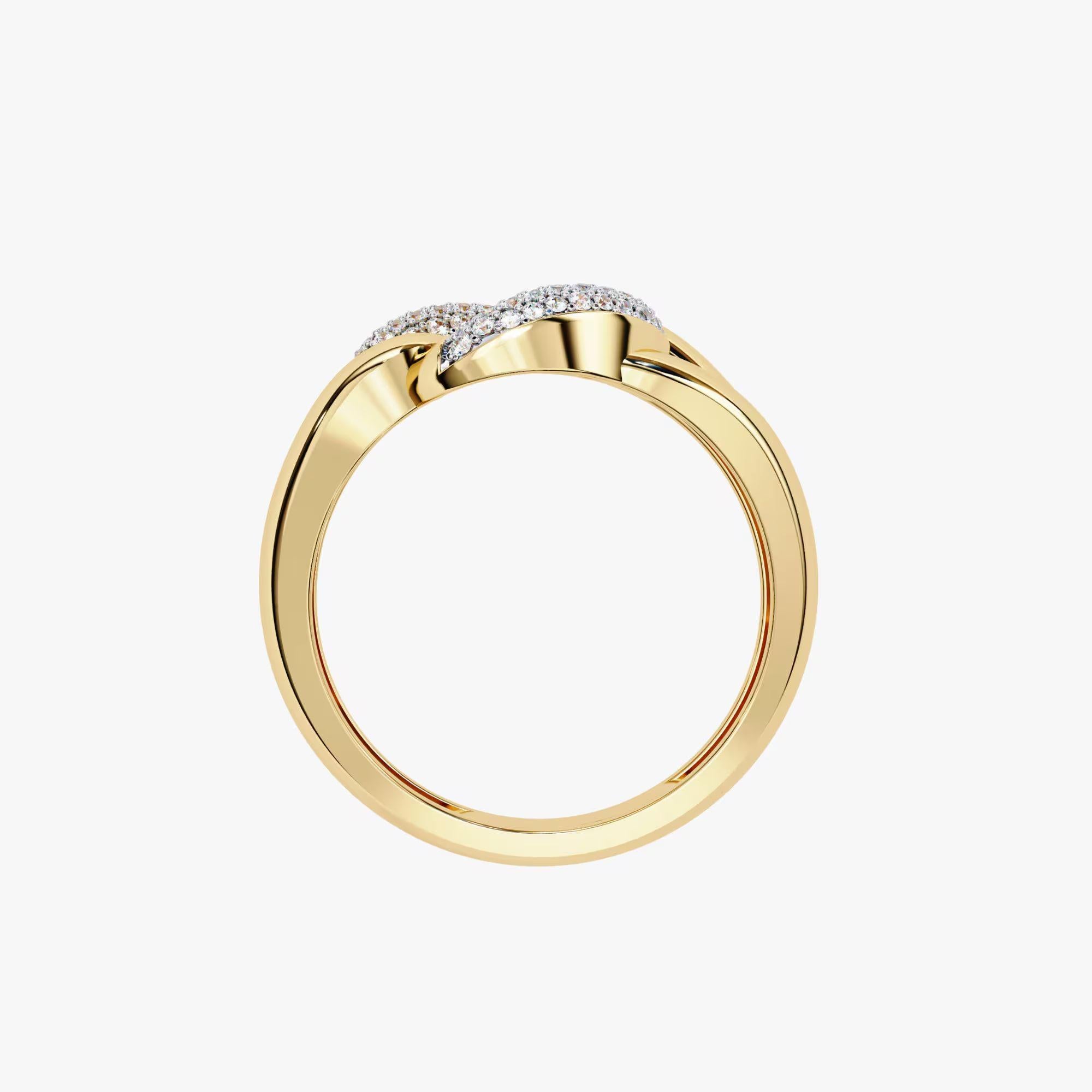 in vendita:  Anello a catena cubano con diamante da 0,15 carati, fascia con gambo diviso in oro 14K, anello da cocktail 7