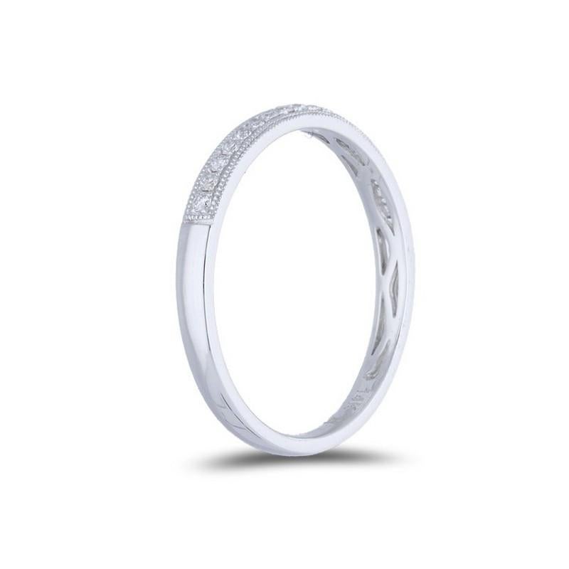 Modern 0.15 Ct Diamonds in 14K White Gold 1981 Classic collection Wedding Band Ring For Sale