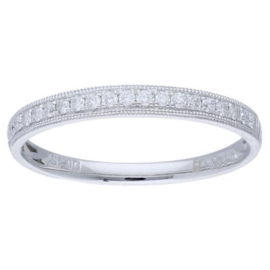 0.15 Ct Diamonds in 14K White Gold 1981 Classic collection Wedding Band Ring For Sale