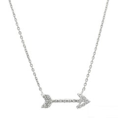 0.15 CT Natural Diamond Arrow Necklace Pendant 14K White Gold G SI