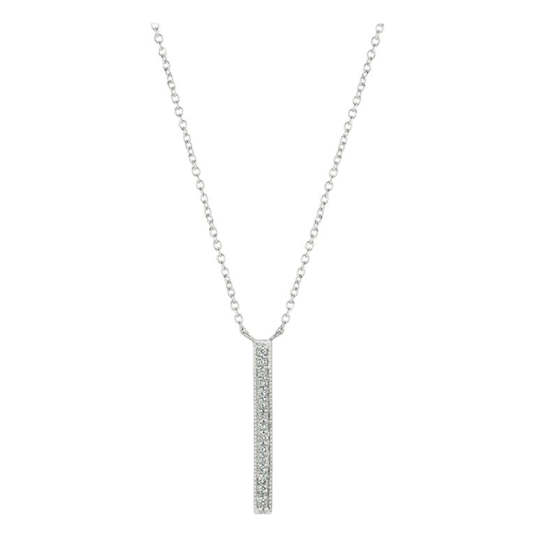 0.15 CT Natural Diamond Bar Collar Colgante 14K Oro Blanco