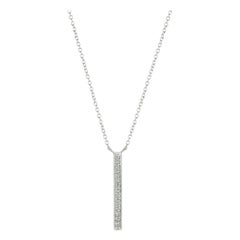 0.15 CT Natural Diamond Bar Necklace Pendant 14K White Gold
