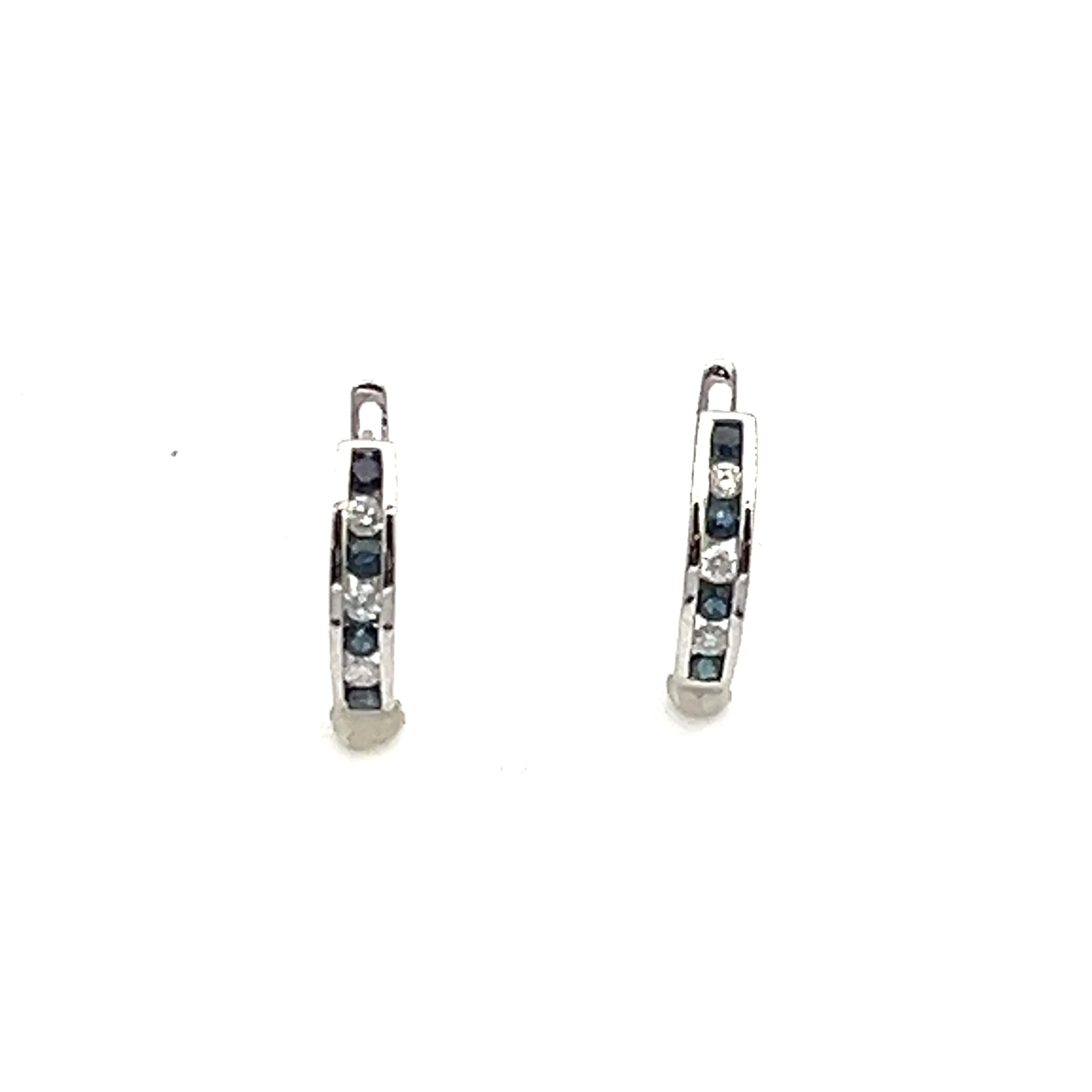 0.15 ct Natural Sapphire & Diamond Huggies In New Condition For Sale In Chicago, IL