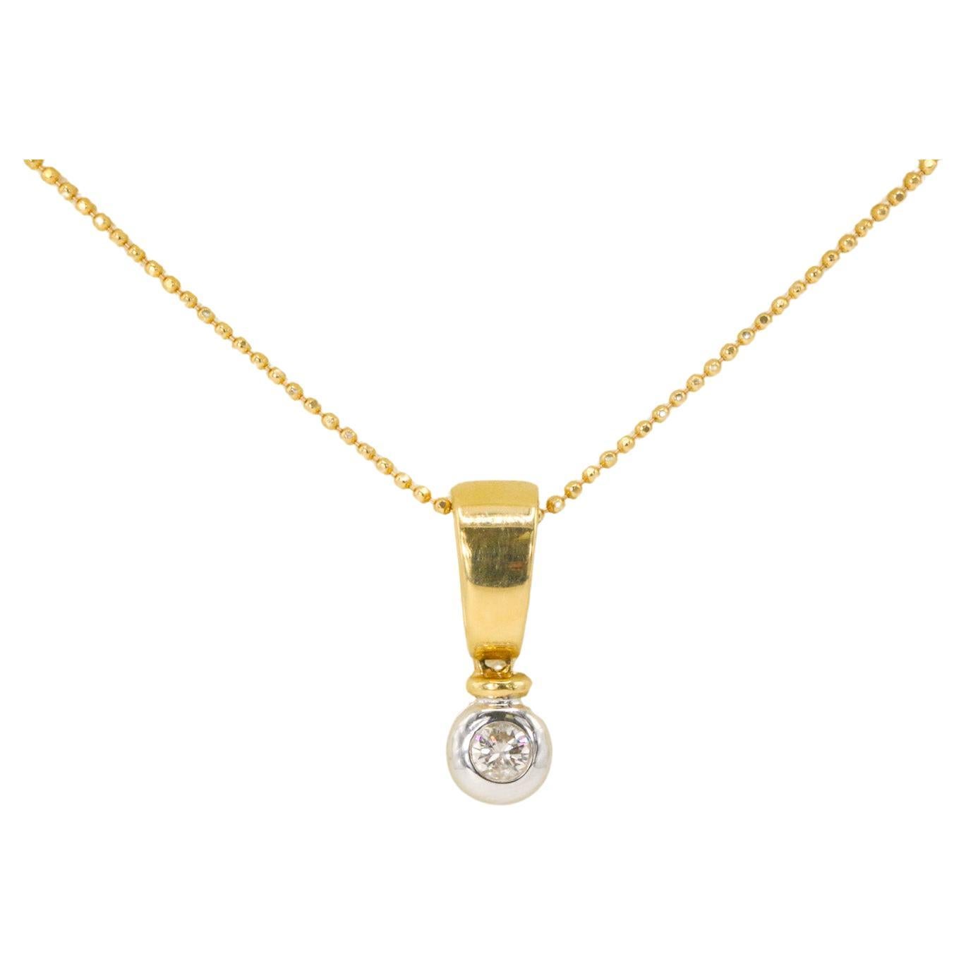 0.15 CT Round Brilliant Diamond Set in 14k Two-Tone Gold Pendant Necklace