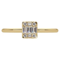 0.15 CTW Baguette Diamond Ring in 14K Gold, VS Natural Diamond Illusion Ring