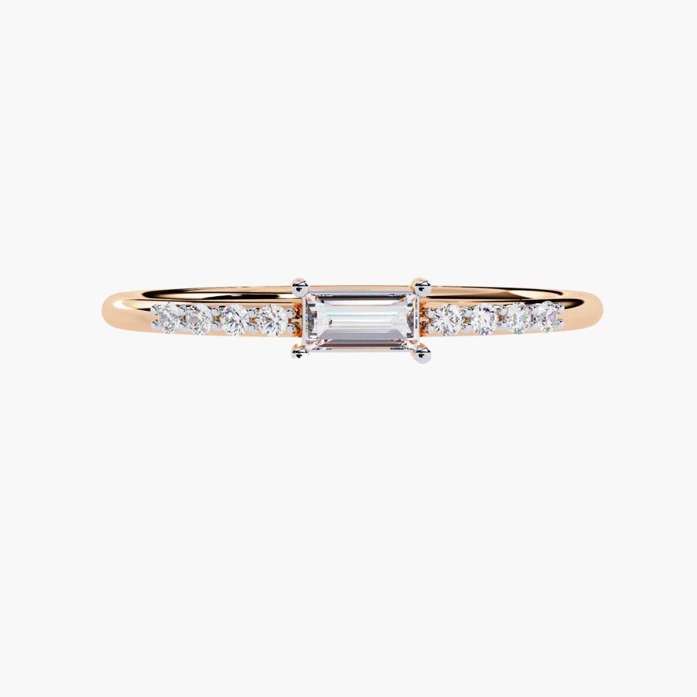 0,15 ct Zierlicher Baguette-Ring  Diamant Elegance 14K Gold im Angebot 4