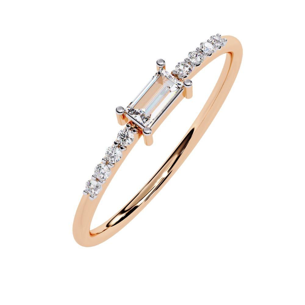 0,15 ct Zierlicher Baguette-Ring  Diamant Elegance 14K Gold im Angebot 5