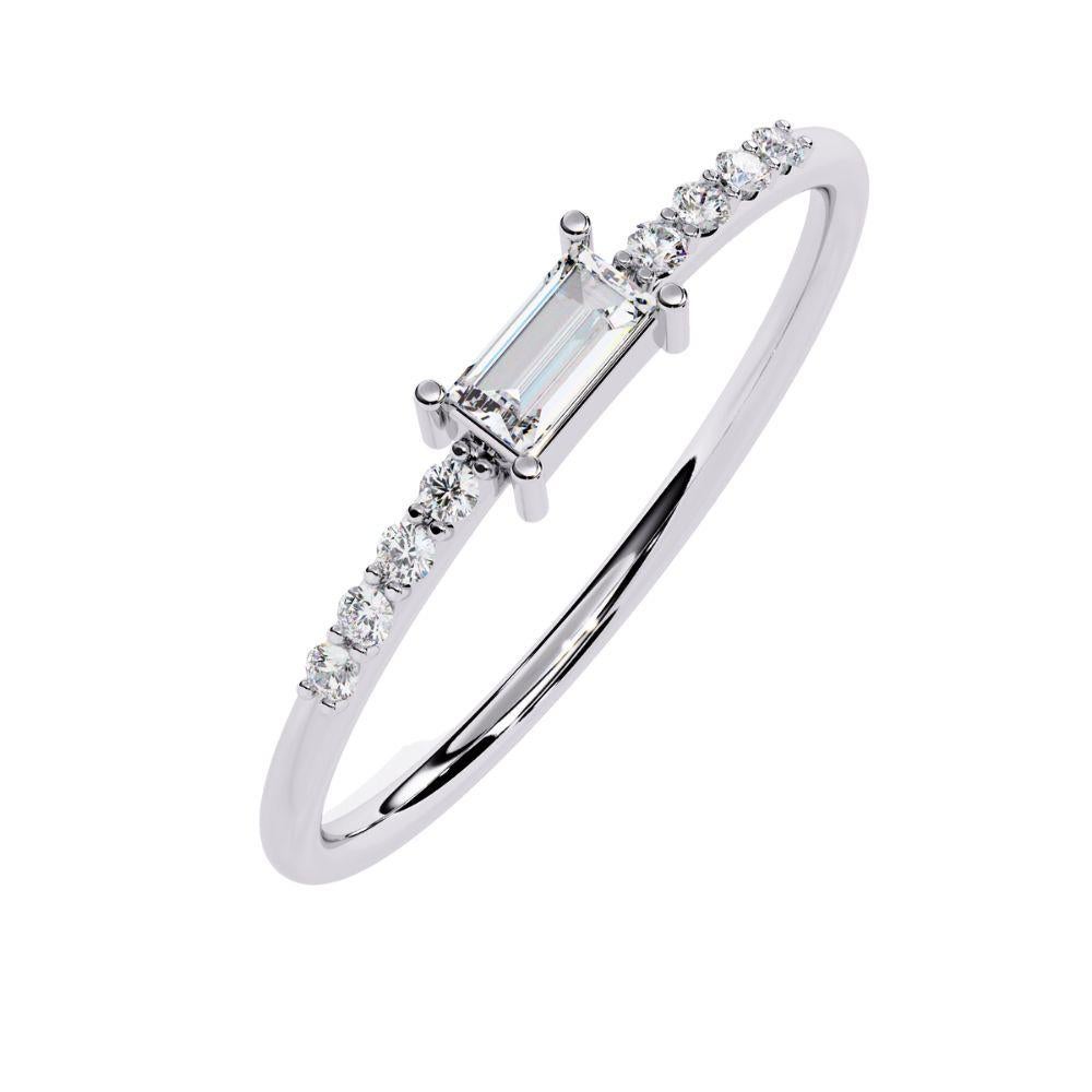 0,15 ct Zierlicher Baguette-Ring  Diamant Elegance 14K Gold (Zeitgenössisch) im Angebot