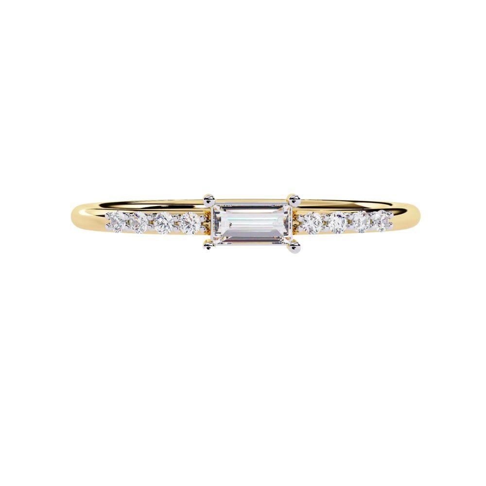 0,15 ct Zierlicher Baguette-Ring  Diamant Elegance 14K Gold Damen im Angebot