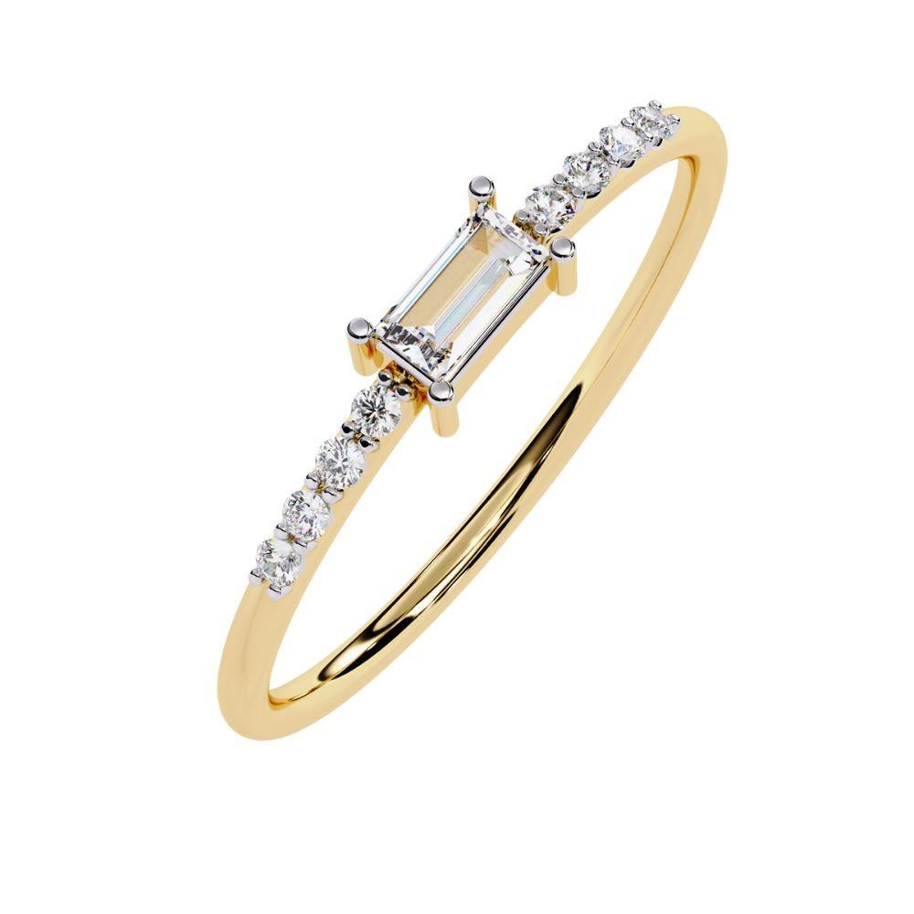0,15 ct Zierlicher Baguette-Ring  Diamant Elegance 14K Gold im Angebot 1