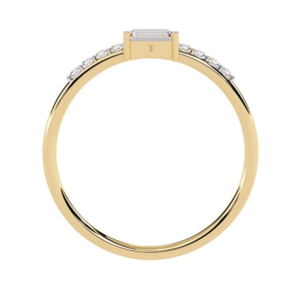 0,15 ct Zierlicher Baguette-Ring  Diamant Elegance 14K Gold im Angebot 2
