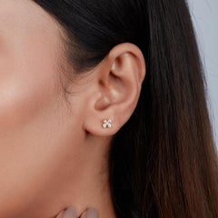 0.15 CTW Diamond Cross Stud Earrings in 14K Gold, SI1+ Minimalist Studs