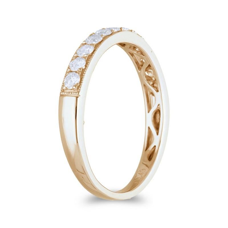 Modern 0.15 ctw Diamond Wedding Band 1981 Classic Collection Ring in 14K Rose Gold For Sale