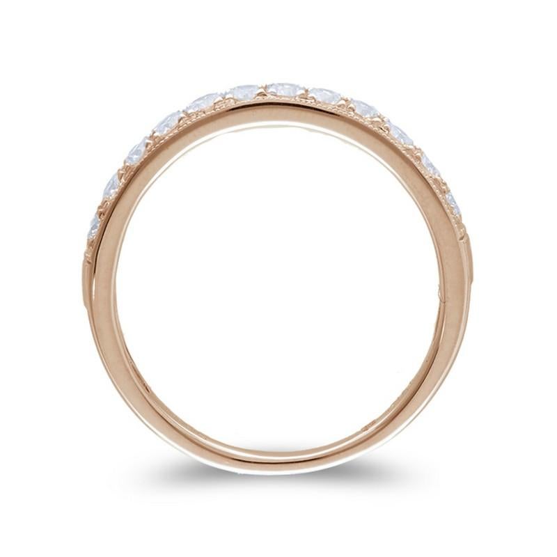 Round Cut 0.15 ctw Diamond Wedding Band 1981 Classic Collection Ring in 14K Rose Gold For Sale