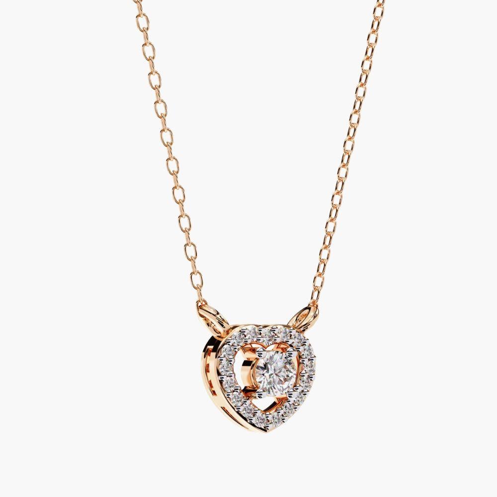 Collana con ciondolo ovale di diamanti da 0,15 carati in oro 14K in vendita 7