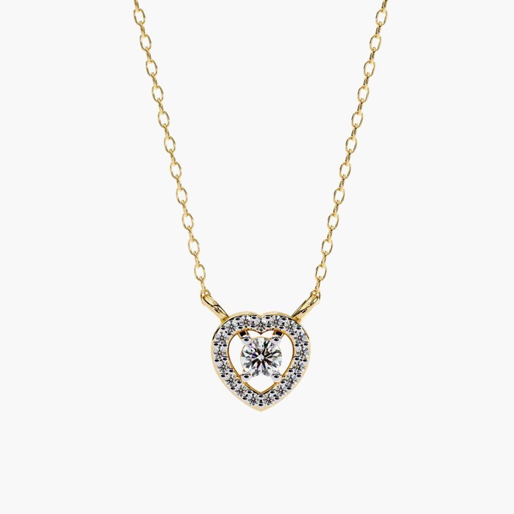 Collana con ciondolo ovale di diamanti da 0,15 carati in oro 14K in vendita 1