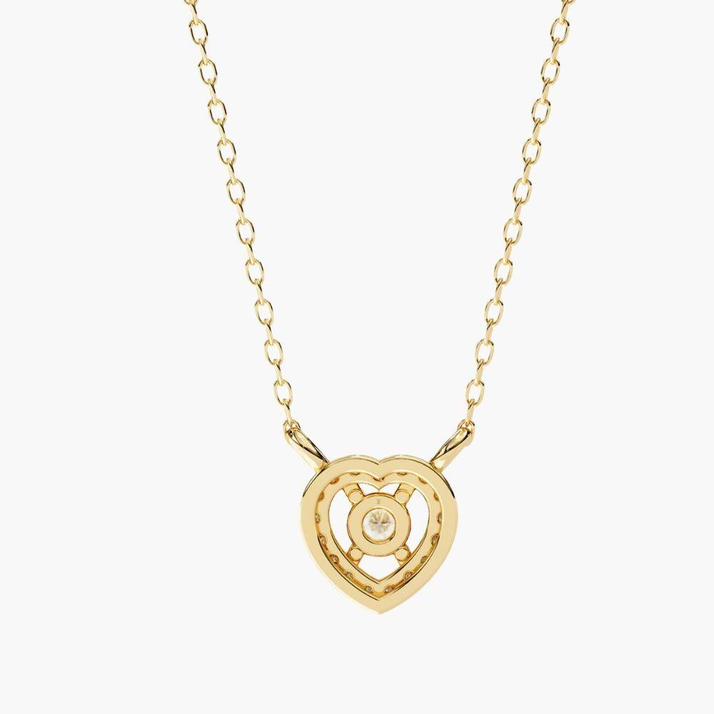 Collana con ciondolo ovale di diamanti da 0,15 carati in oro 14K in vendita 2
