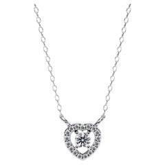 0.15 Ctw Oval Diamond Floating Pendant Necklace 14K Gold
