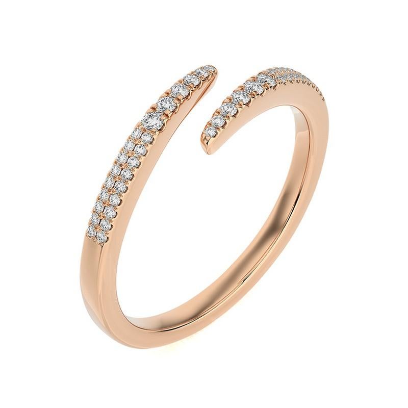 Overview:
The Finger Ring from the Hue Collection is a delicate piece crafted in 14K rose gold. Featuring 0.15 carats total weight of round diamonds, this ring is designed to add a touch of elegance and sparkle to your finger.

Details:

Materials: