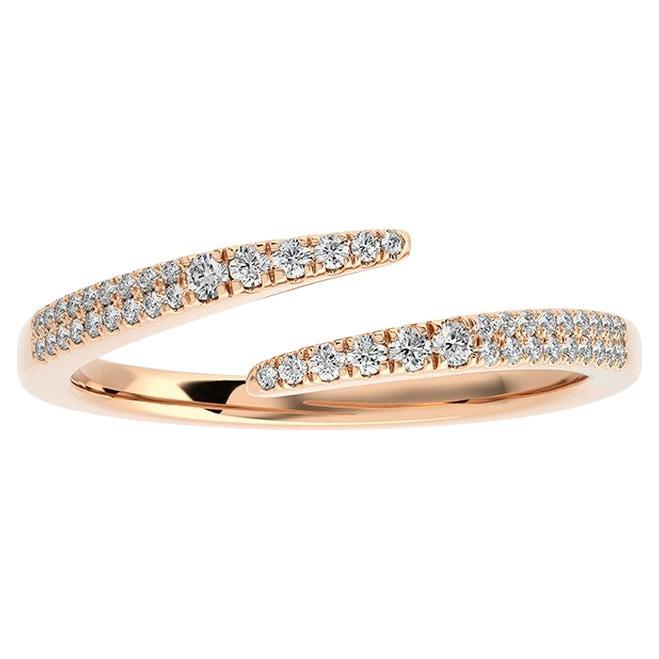 0.15 Ctw round Diamond 14K rose Gold Delicate finger Ring Hue collection