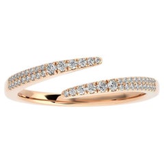 0.15 Ctw round Diamond 14K rose Gold Delicate finger Ring Hue collection