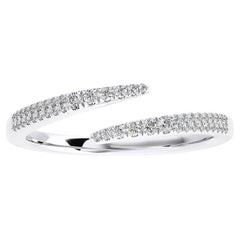 0.15 Ctw round Diamond 14K white Gold Delicate finger Ring Hue collection