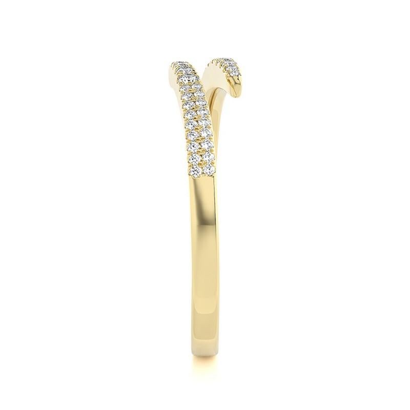 Taille ronde Bague délicate collection Hue en or jaune 14 carats avec diamants ronds 0,15 carat en vente