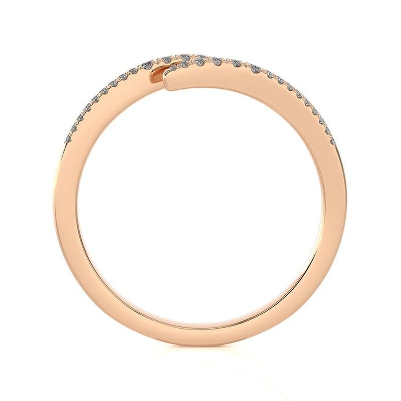 Modern 0.15 Ctw round Diamond 18K rose Gold Delicate finger Ring Hue collection For Sale