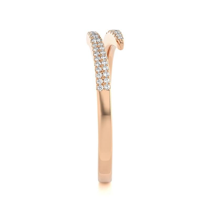 Round Cut 0.15 Ctw round Diamond 18K rose Gold Delicate finger Ring Hue collection For Sale