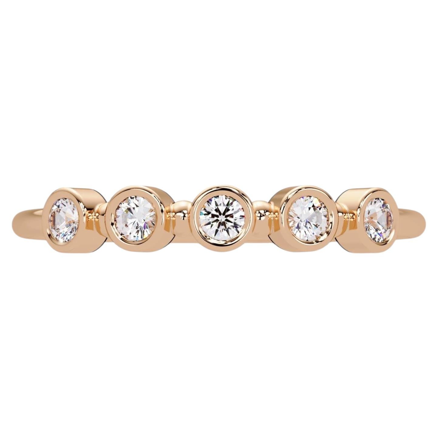 0.15 CTW Round Diamond Band in 14K White Gold, VS/SI+ Bezel Set Ring For Sale