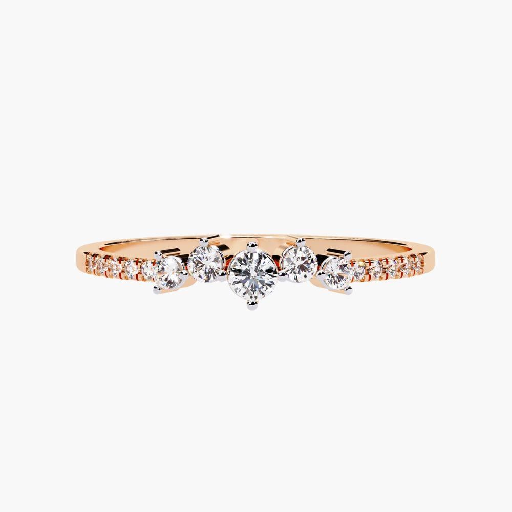 Bague unique en or 14 carats à grappes courbes 0,15 carat en vente 4