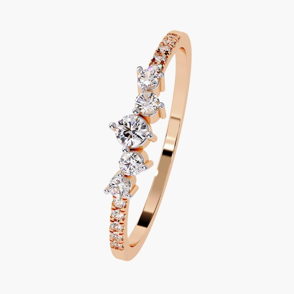 Bague unique en or 14 carats à grappes courbes 0,15 carat en vente 5
