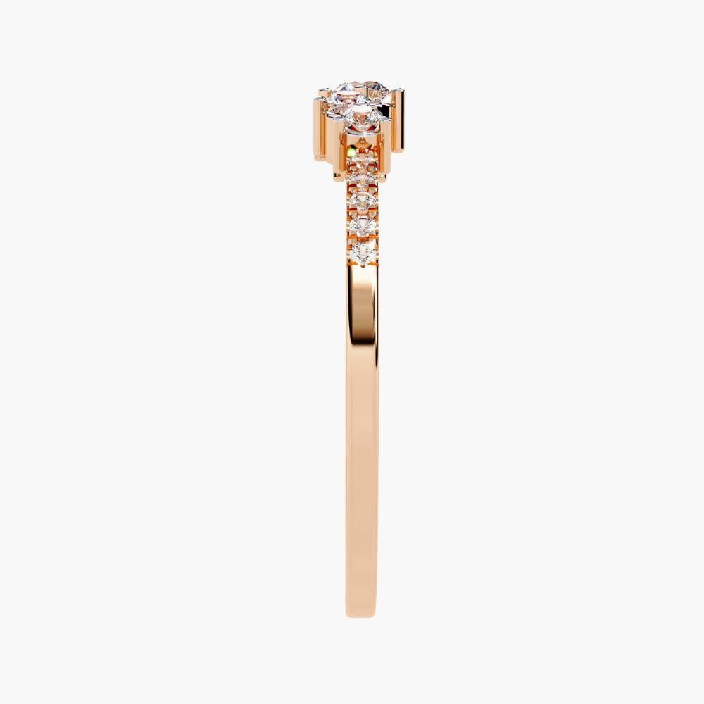 Bague unique en or 14 carats à grappes courbes 0,15 carat en vente 6