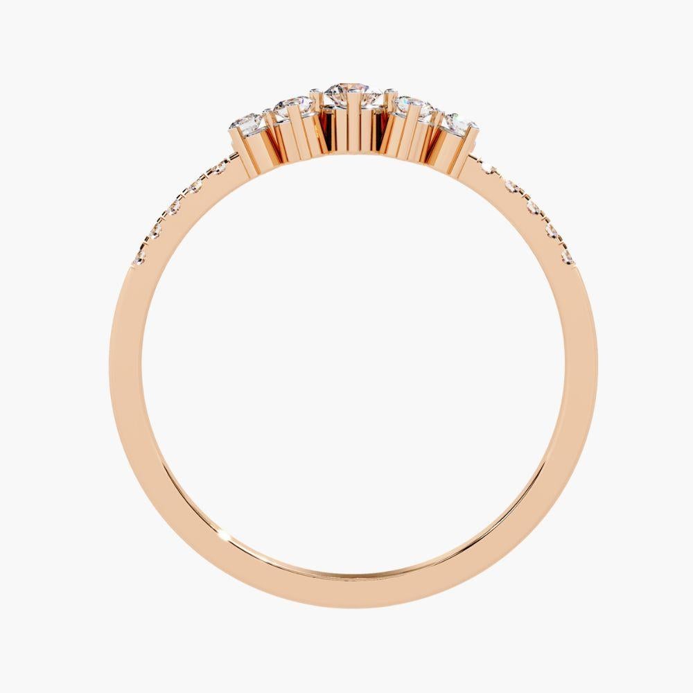 Bague unique en or 14 carats à grappes courbes 0,15 carat en vente 7