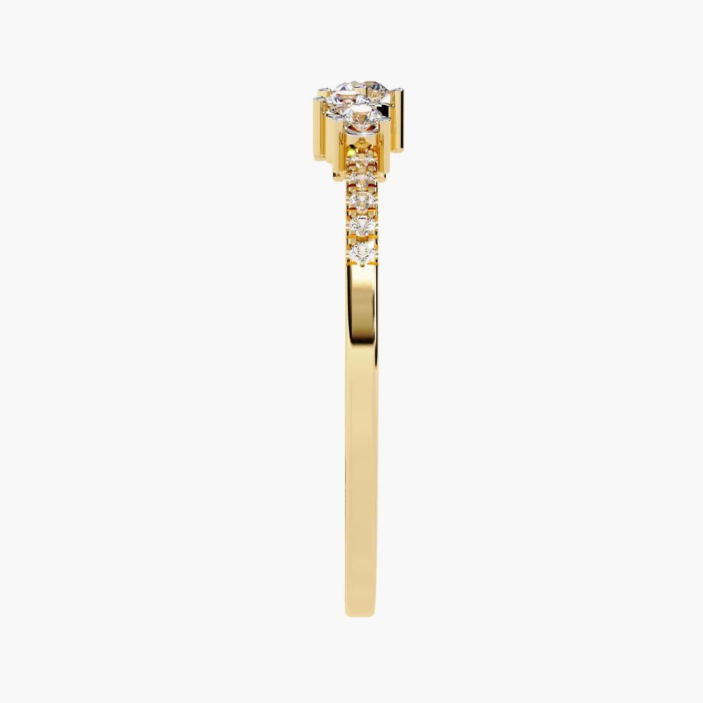 Bague unique en or 14 carats à grappes courbes 0,15 carat en vente 2