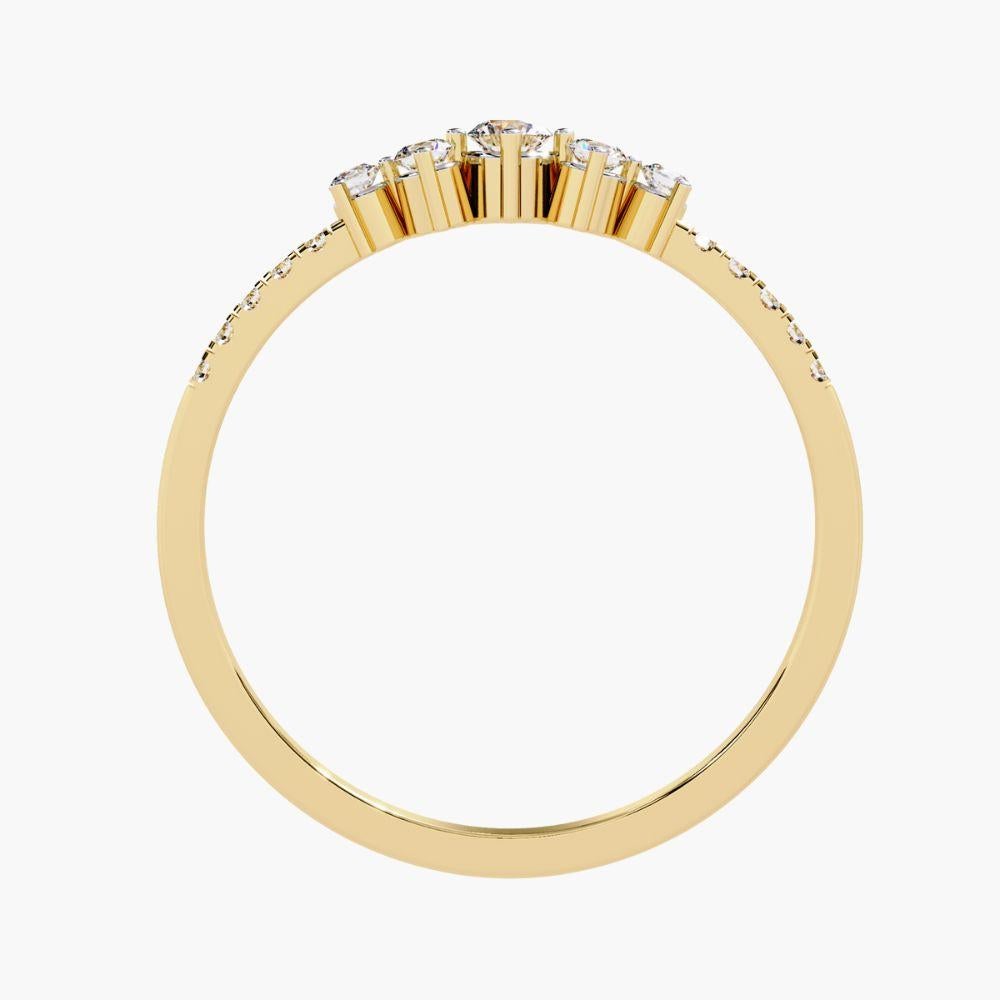 Bague unique en or 14 carats à grappes courbes 0,15 carat en vente 3