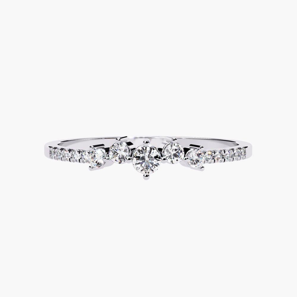 0.15 Ctw Unique Curved Cluster Ring 14K Gold