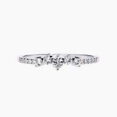 0.15 Ctw Unique Curved Cluster Ring 14K Gold