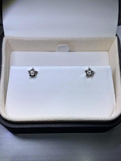 0.15ct Diamond chunky solitaire studs earring 18ct white gold