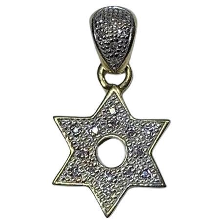 0.15ct Diamond Jews Star Of David Religious Pendant 18ct Yellow Gold