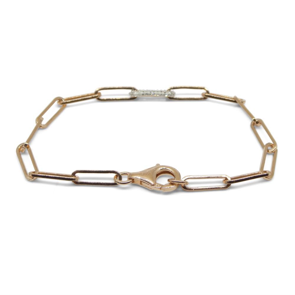 0.15ct Diamond Paperclip Chain Bracelet set in 14k Pink/Rose Gold Vermeil 0.925 For Sale 6