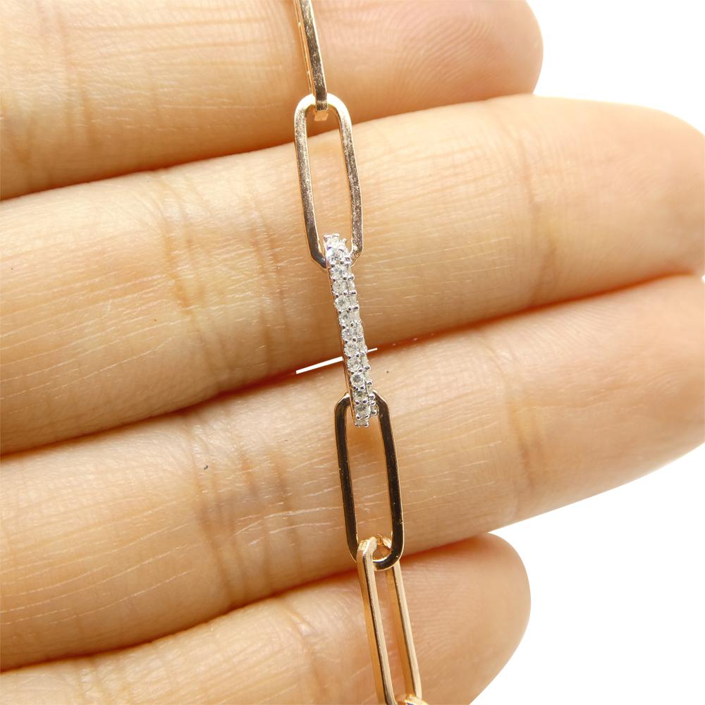 0.15ct Diamond Paperclip Chain Bracelet set in 14k Pink/Rose Gold Vermeil 0.925 For Sale 7