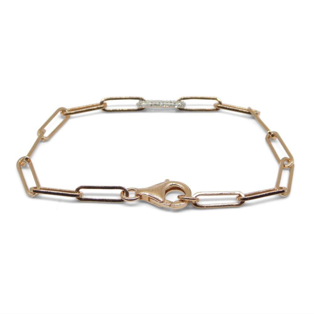 0.15ct Diamond Paperclip Chain Bracelet set in 14k Pink/Rose Gold Vermeil 0.925 For Sale 8