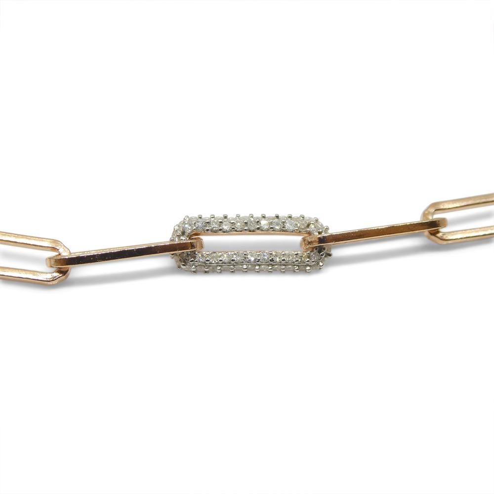 0.15ct Diamond Paperclip Chain Bracelet set in 14k Pink/Rose Gold Vermeil 0.925 12